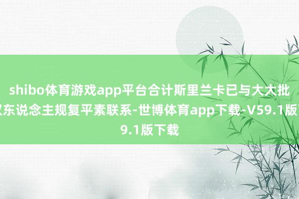 shibo体育游戏app平台合计斯里兰卡已与大大批债权东说念主规复平素联系-世博体育app下载-V59.1版下载